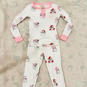 The Beaufort Bonnet Company Womens Christmas Pajama Set vintage White Pink Santa